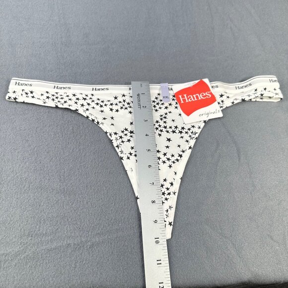 Hanes Originals Womens Size XXL Panty Thong Star Print Black White New With Tags - Picture 7 of 8